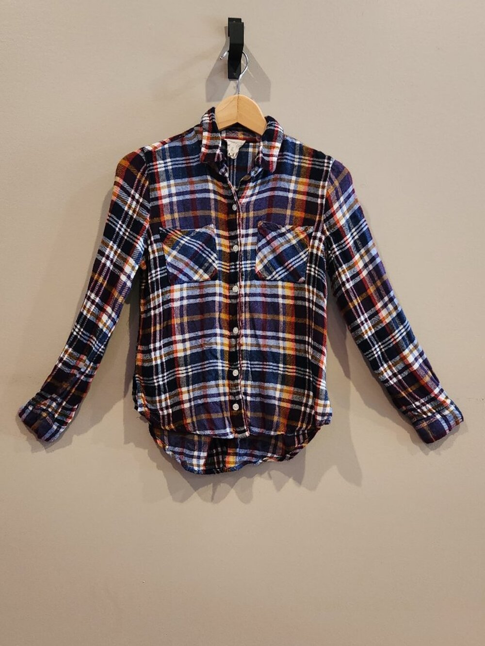 Harper Plaid Flannel Button Up Shirt XS Blue Red Long Sleeve - Picture 1 of 2